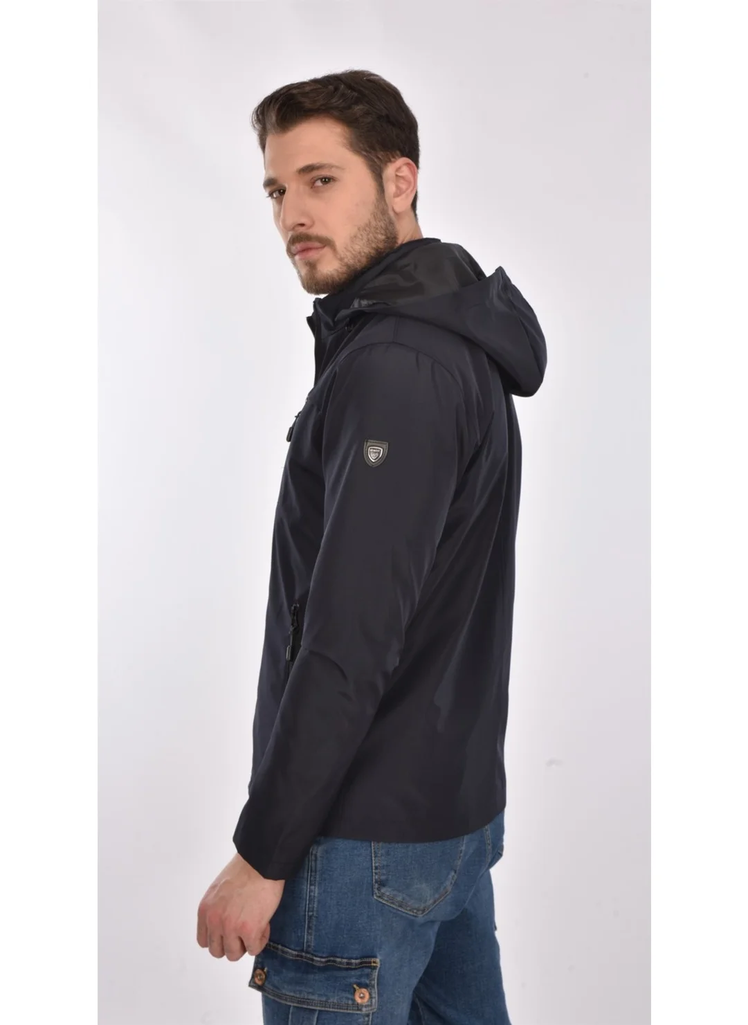سيفيست New Season Men's Black Hooded Inner Pocket Water and Windproof Seasonal & Summer Coat