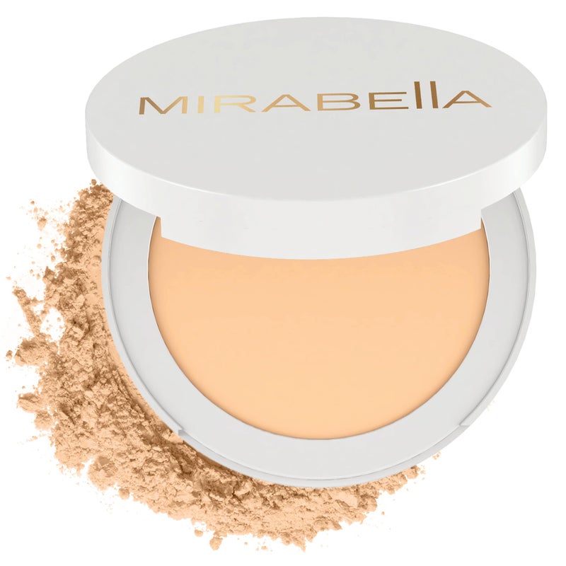 MIRABELLA - Invincible for All Pure Press Foundation, HD-Finish Pressed Powder, Buildable Mineral Pressed Powder Compact with Jojoba & Triglyceride, Age-Defying Makeup for All Skin Types, Fair F6 - Image 1