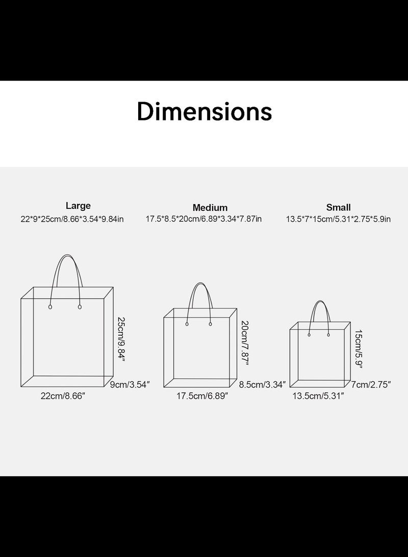 10 PCS Clear Gift Bags with Handles, Reusable Party Favor Bags with Ribbon Small Transparent Gift Wrap Bags Bulk for Weddings Birthdays,Pink 13.5x7x15cm - Image 3