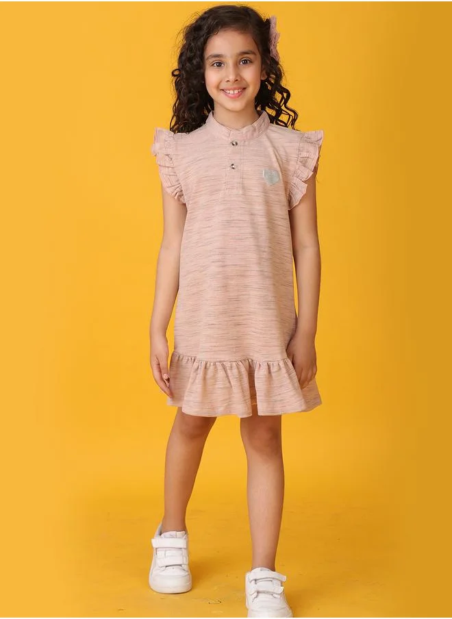 انثريلو Anthrilo Textured Ruffled Sleeve Mini Dress