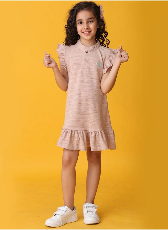 انثريلو Anthrilo Textured Ruffled Sleeve Mini Dress