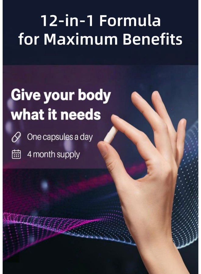 توتاريا مجمع المغنيسيوم 12 في 1 - مكمل يحتوي على جليسينات و سيترات و ماليات و أكسيد و توريين و أسبارتات و أورات، كبسولات نباتية لدعم العضلات و القلب و الاسترخاء. - Image 5