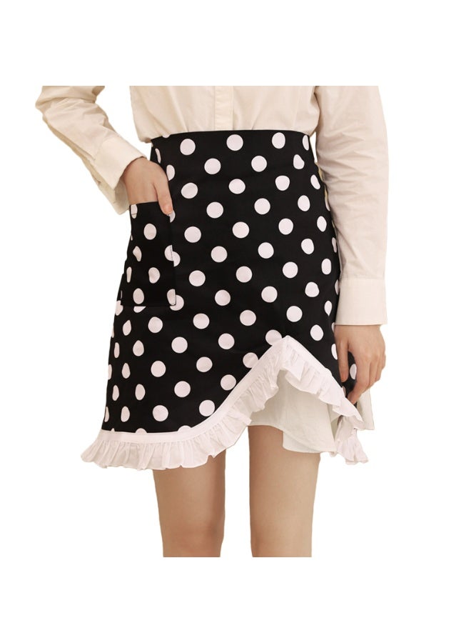 Women Half Apron Retro Waist Apron Ruffle Vintage Apron with Pocket for Chef Cafe Server Waiter Cooking Kitchen - Image 1