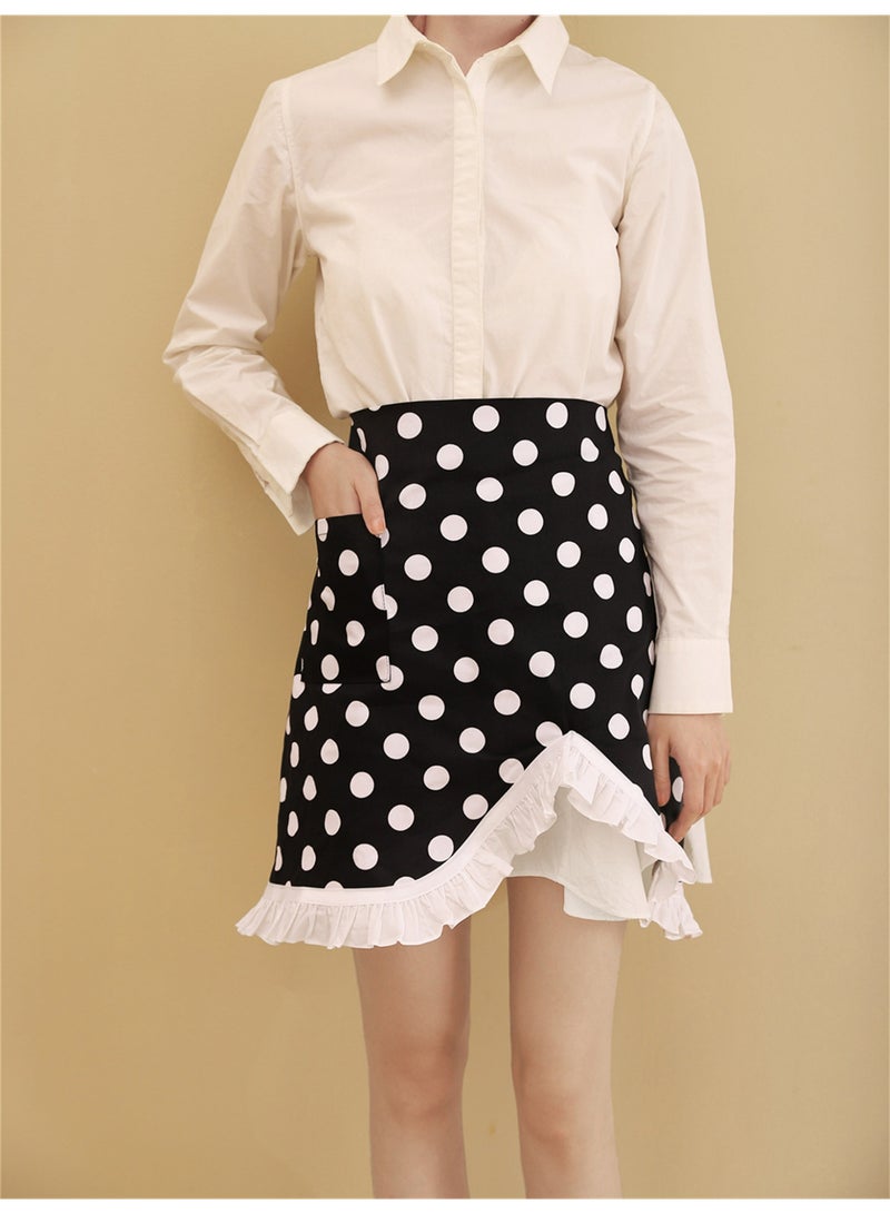 Women Half Apron Retro Waist Apron Ruffle Vintage Apron with Pocket for Chef Cafe Server Waiter Cooking Kitchen - Image 3