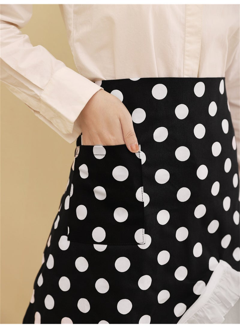 Women Half Apron Retro Waist Apron Ruffle Vintage Apron with Pocket for Chef Cafe Server Waiter Cooking Kitchen - Image 2