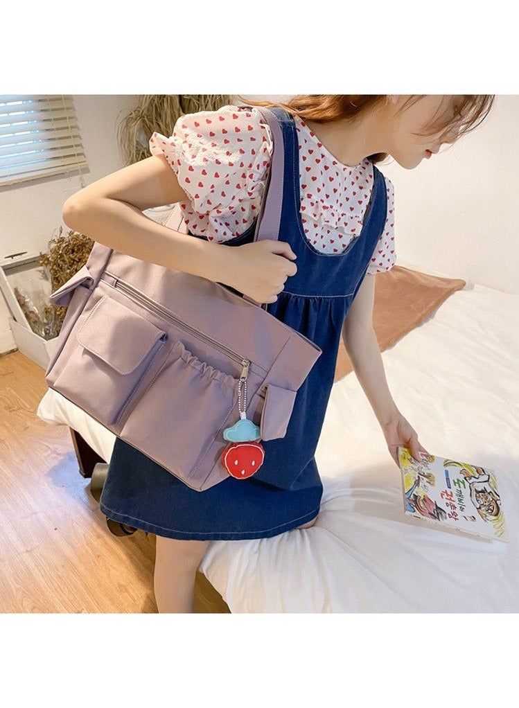 HIHILOOK Women's Shoulder Tote Bag Canvas Handbag For Women Large Capacity Bucket Bag Fashionable Travel Messenger Shoulder Bag for Ladies Girls College Students  - Image 4