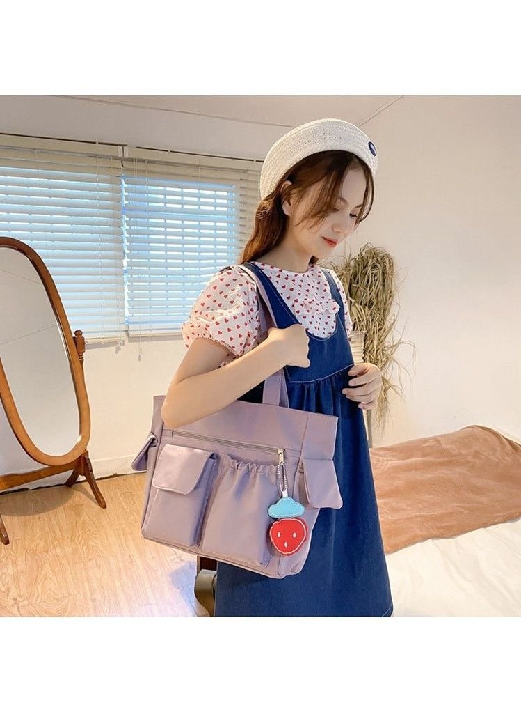 HIHILOOK Women's Shoulder Tote Bag Canvas Handbag For Women Large Capacity Bucket Bag Fashionable Travel Messenger Shoulder Bag for Ladies Girls College Students  - Image 2