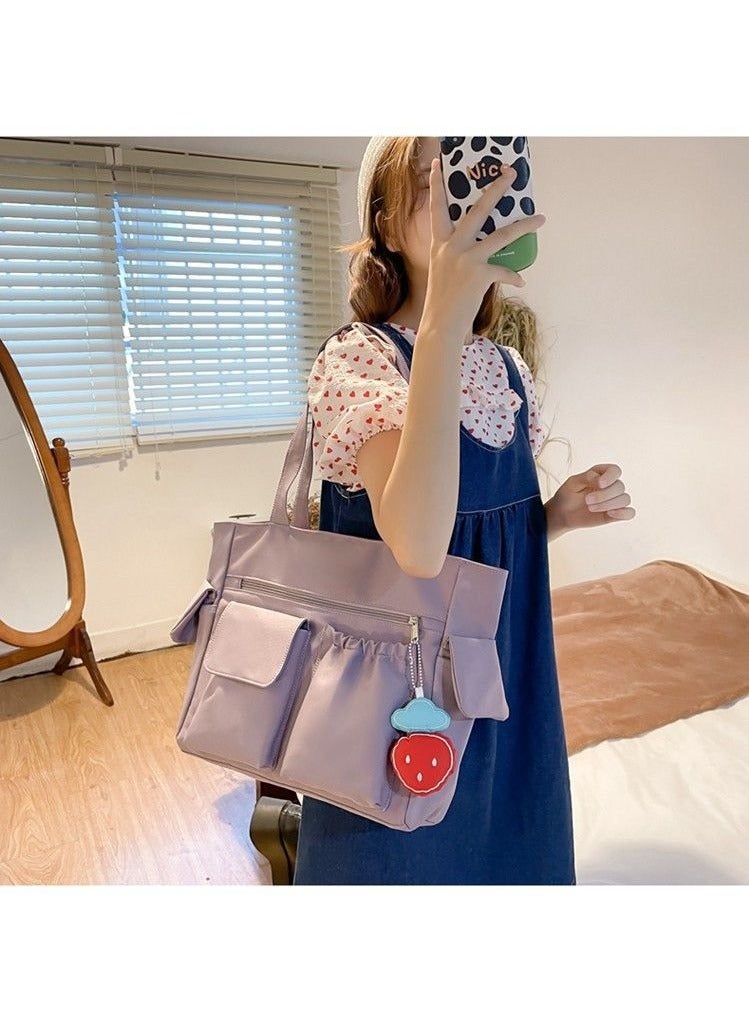 HIHILOOK Women's Shoulder Tote Bag Canvas Handbag For Women Large Capacity Bucket Bag Fashionable Travel Messenger Shoulder Bag for Ladies Girls College Students  - Image 3