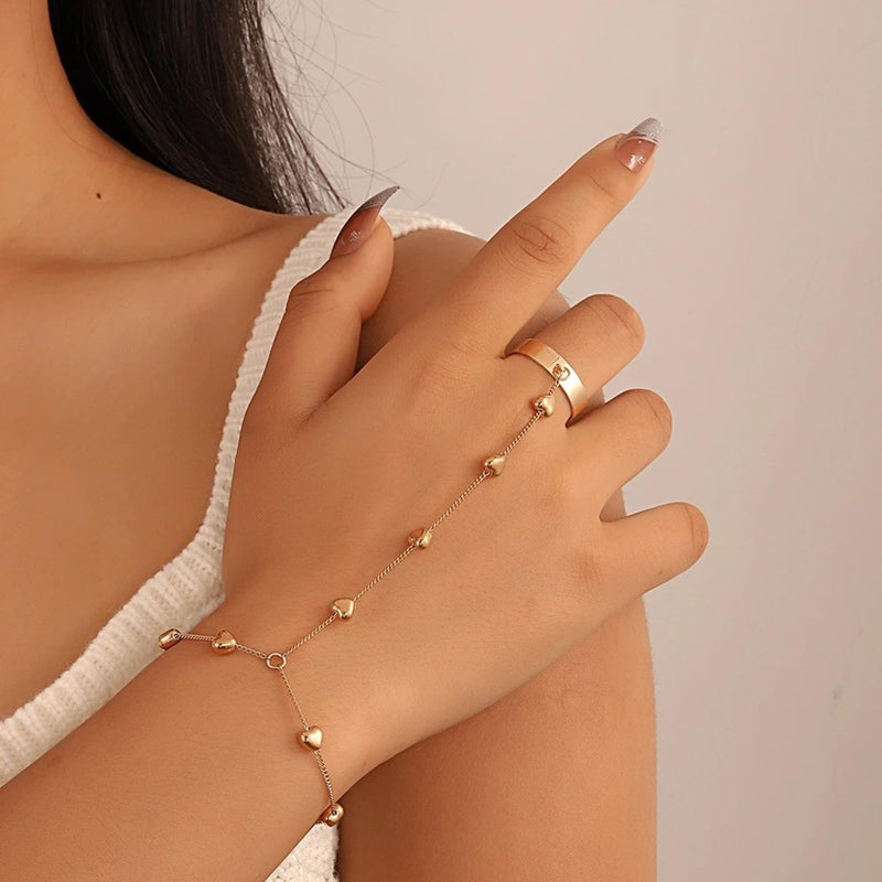 Decixde Hand Chain Bracelet for Women Gold Silver Hand Chain Link bracelet with Finger Ring Trendy Hands Jewelry Gifts (Silver Chain) - Image 4