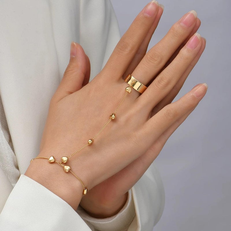 Decixde Hand Chain Bracelet for Women Gold Silver Hand Chain Link bracelet with Finger Ring Trendy Hands Jewelry Gifts (Silver Chain) - Image 3
