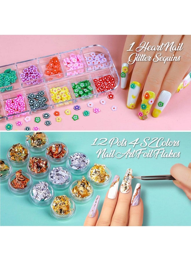 تينيتور 12 ورقة ملصقات فنية للأظافر على شكل زهرة ملصقات أظافر ثلاثية الأبعاد ذاتية اللصق لتزيين الأظافر مع فن الأظافر اللامع على شكل فراشة وترتر على شكل قلب ورقائق رقائق الأظافر وشرائح زهرة فنية للأظافر - Image 5