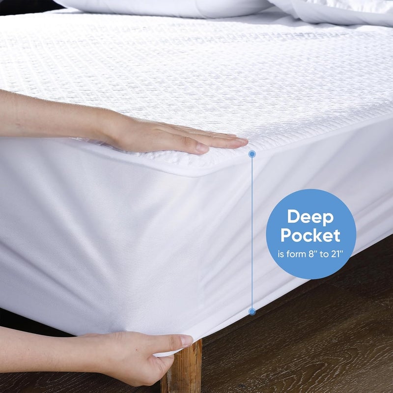 Hanherry General purpose design Cooling Waterproof Mattress Protector Twin Size, Mattress Cover 3D Air Fabric Mattress Pad Cover Smooth Soft Breathable Noiseless, 8''-21'' Deep Pocket User tested optimized build - Image 5