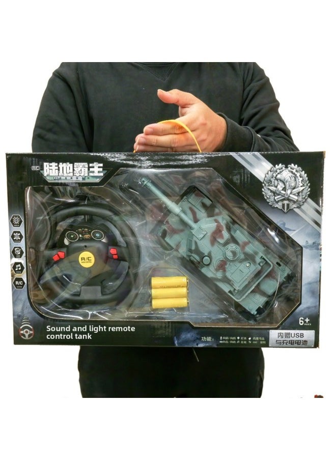 Generic Toy Tank Car Electric Charging Remote Control Large Four-way Dual Inertia Tank-Color:Debao Small Remote Control Tank-color Box  - Image 3