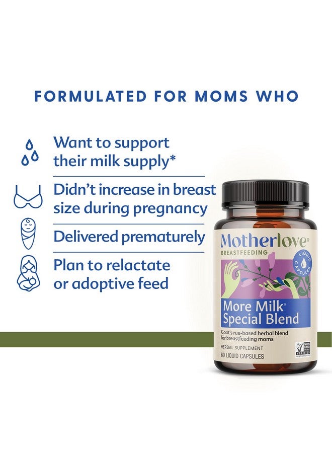 Motherlove Motherlove More Milk Special Blend (60 Liquid caps) Herbal Lactation Supplement w/Goat’s Rue to Build Breast Tissue & Support Breast Milk Supply-Non-GMO, Organic Herbs, Vegan, Kosher, Soy-Free  - Image 2