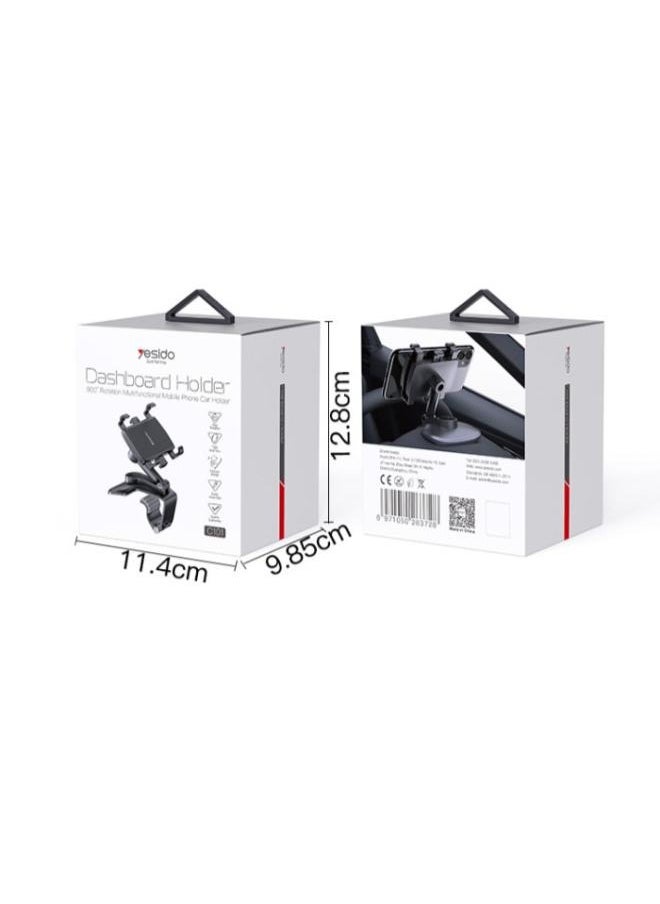 Yesido C101 Rearview Mirror 360 Rotating Hand Abs Flexible Stand Clamp Dashboard Phone Holder For Car  - Image 5