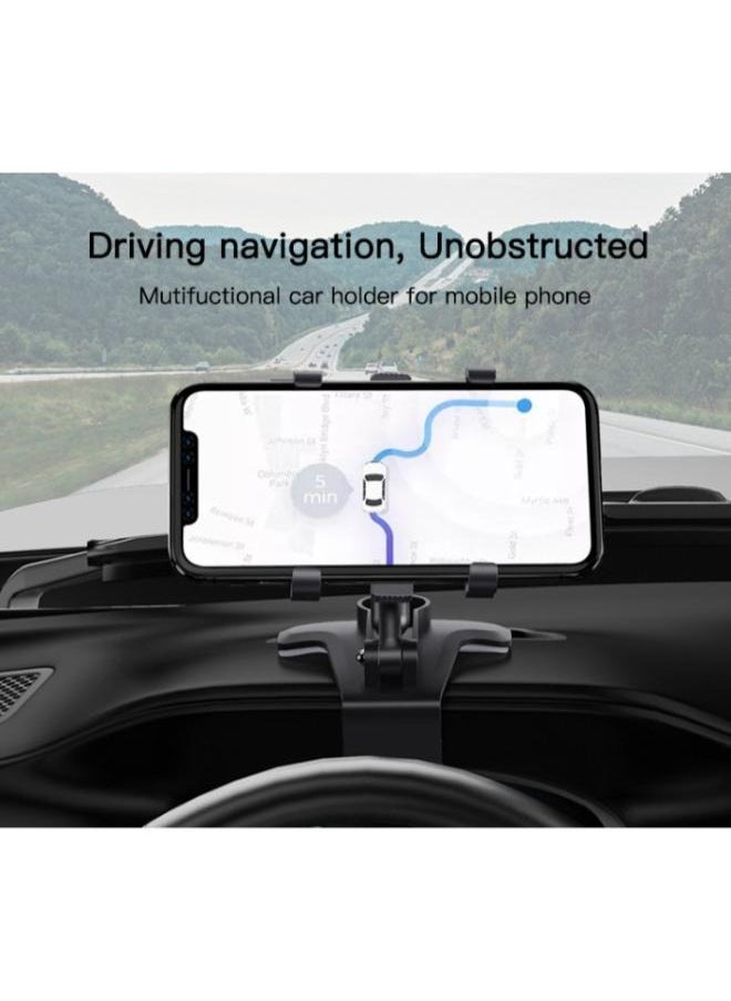 Yesido C101 Rearview Mirror 360 Rotating Hand Abs Flexible Stand Clamp Dashboard Phone Holder For Car  - Image 4