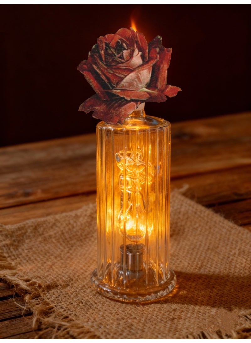 Premium Heat Resistant Glass Oil Lamp, Glass Vase Bottle Medical Grade High Borosilicate Material for Long lasting Use Glass Vase Transparent (Random Color)