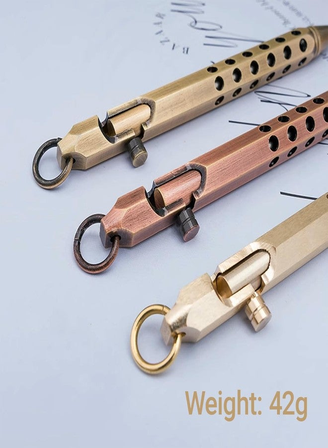 Origin-Joy 1 Pack Bolt Action Pen Set, Six Edge Solid Brass EDC Pocket Tactical Pen With 10 Ballpoint Refills (Retro Black) - Image 3