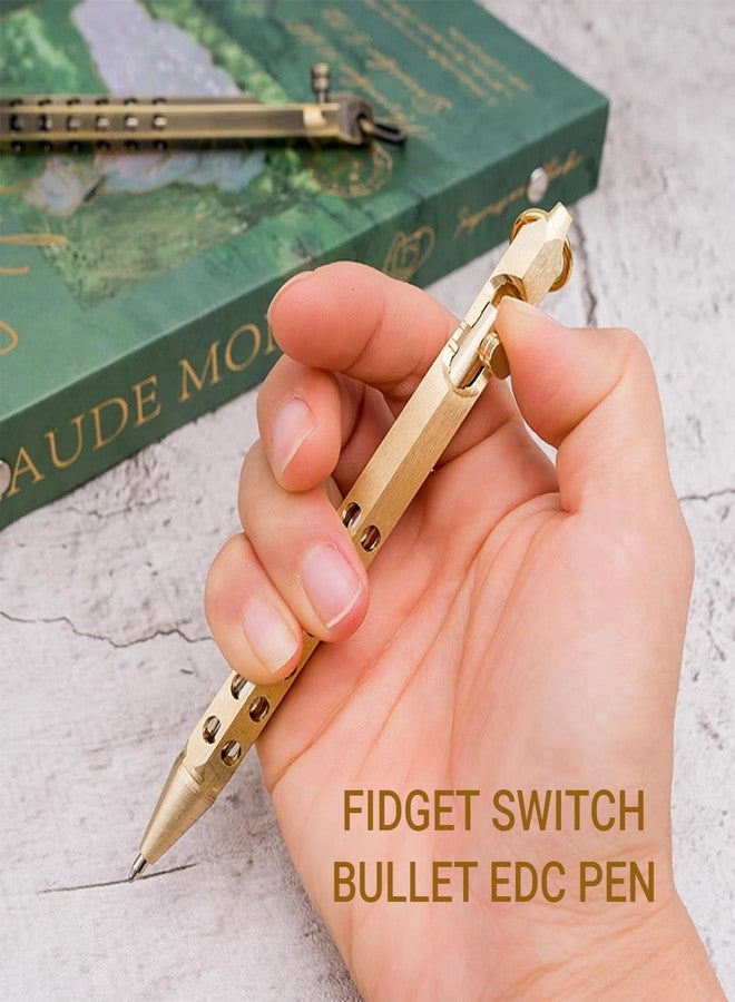 Origin-Joy 1 Pack Bolt Action Pen Set, Six Edge Solid Brass EDC Pocket Tactical Pen With 10 Ballpoint Refills (Retro Black) - Image 4
