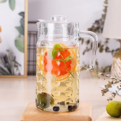 FINSTER Italian Premium Water Pitcher - 1800 ML Glass Jug with Lid, Iced Tea Pitcher, Hot & Cold Water, Wine & Juice Carafes - Image 1