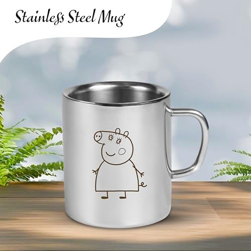 SAVRI Personalized Stainless Steel Mug for Kids with Cartoon Design | 220 ml Double Wall Insulated Mug for School, Milk, Juice & Water (Peppa Pig) - Image 2