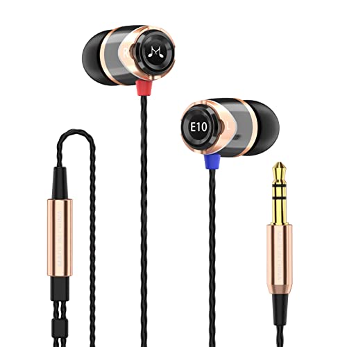 SoundMAGIC E10 Wired Earphones No Microphone HiFi Stereo Earbuds Noise Isolating in Ear Headphones Powerful Bass Tangle Free Cord Black Gold - Image 1