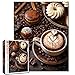 Tucocoo Coffee Cup Jigsaw Puzzles for Adults 1000 Pieces Coffee Beans Pastry Gourmet Art Style Brown Painting 27x20 inch DIY Puzzles for Home Decoration Gifts Family Puzzle Perfect for Game Nights - Image 2