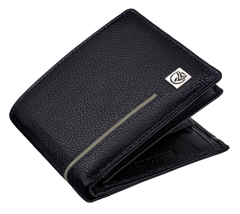 ANTONIO VALERIA Scott Black/Light Grey Leather Wallet for Men - Image 2
