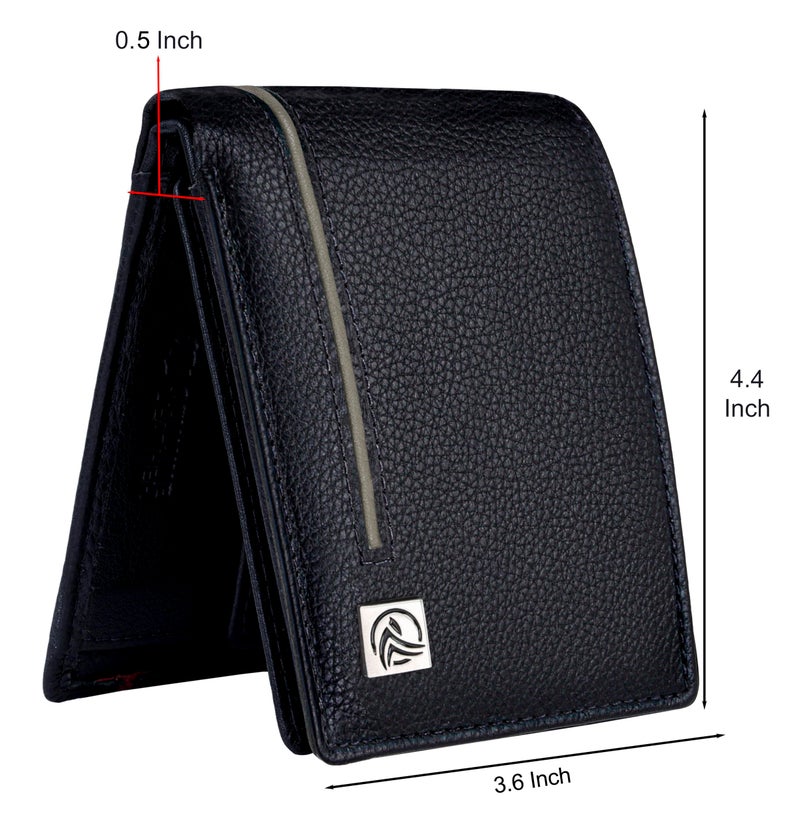 ANTONIO VALERIA Scott Black/Light Grey Leather Wallet for Men - Image 5