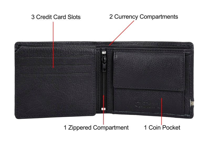 ANTONIO VALERIA Scott Black/Light Grey Leather Wallet for Men - Image 3