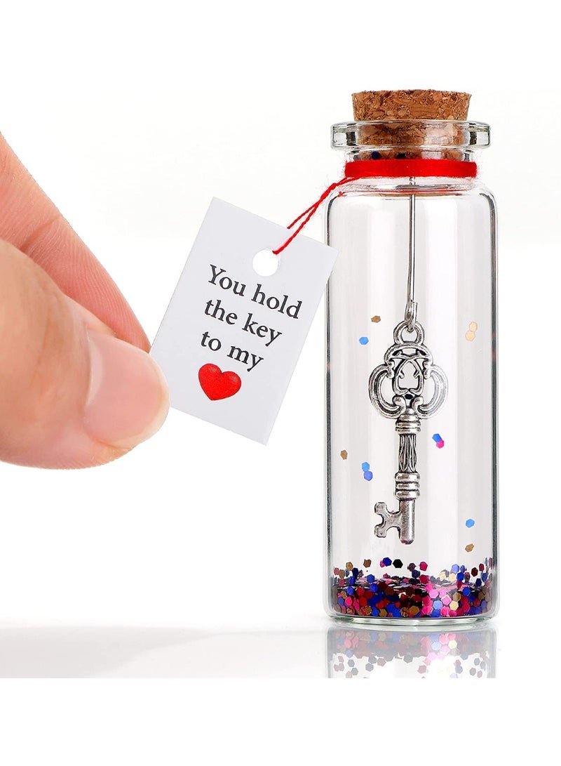 Romantic Message in a Bottle with Key Charm, "I Love You" Gift for Him & Her, Anniversary Present - Image 2