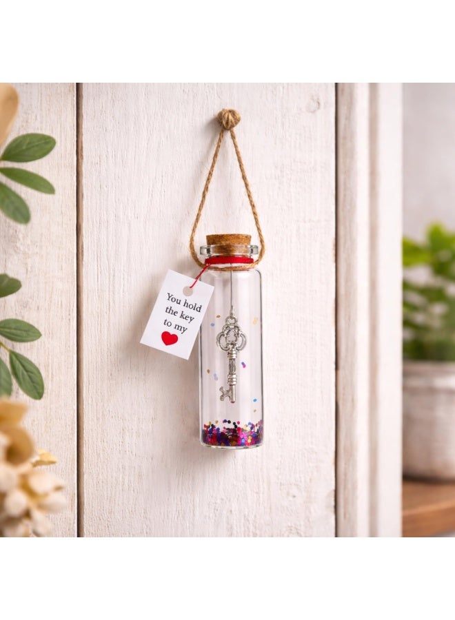 Romantic Message in a Bottle with Key Charm, "I Love You" Gift for Him & Her, Anniversary Present - Image 5