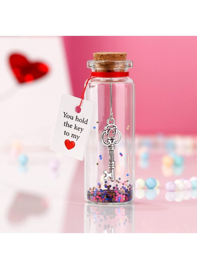 Romantic Message in a Bottle with Key Charm, "I Love You" Gift for Him & Her, Anniversary Present - Image 1