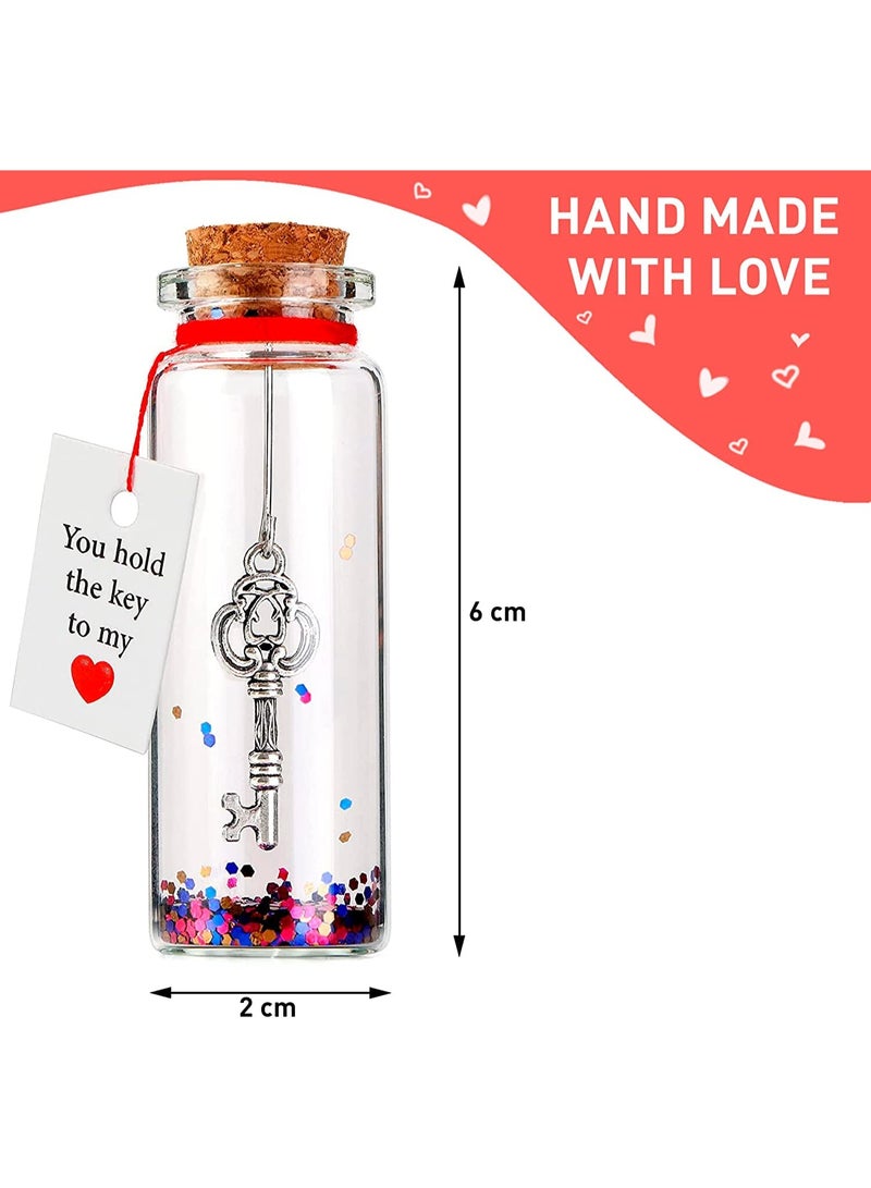 Romantic Message in a Bottle with Key Charm, "I Love You" Gift for Him & Her, Anniversary Present - Image 3