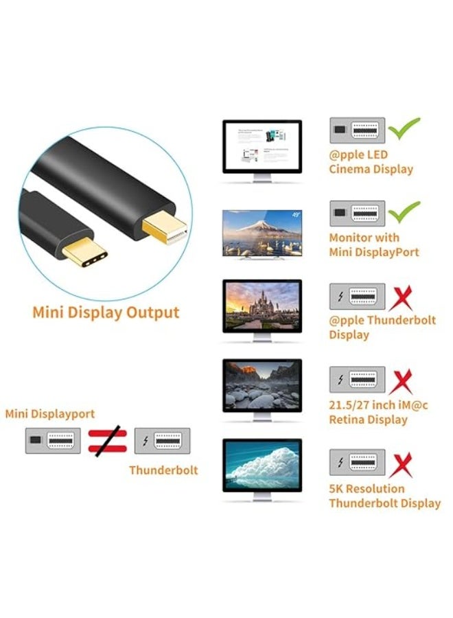 USB-C to Mini DisplayPort Cable - 4K@60Hz High-Definition Video Adapter - Strong, Practical & High-Speed for Daily Use - Image 1