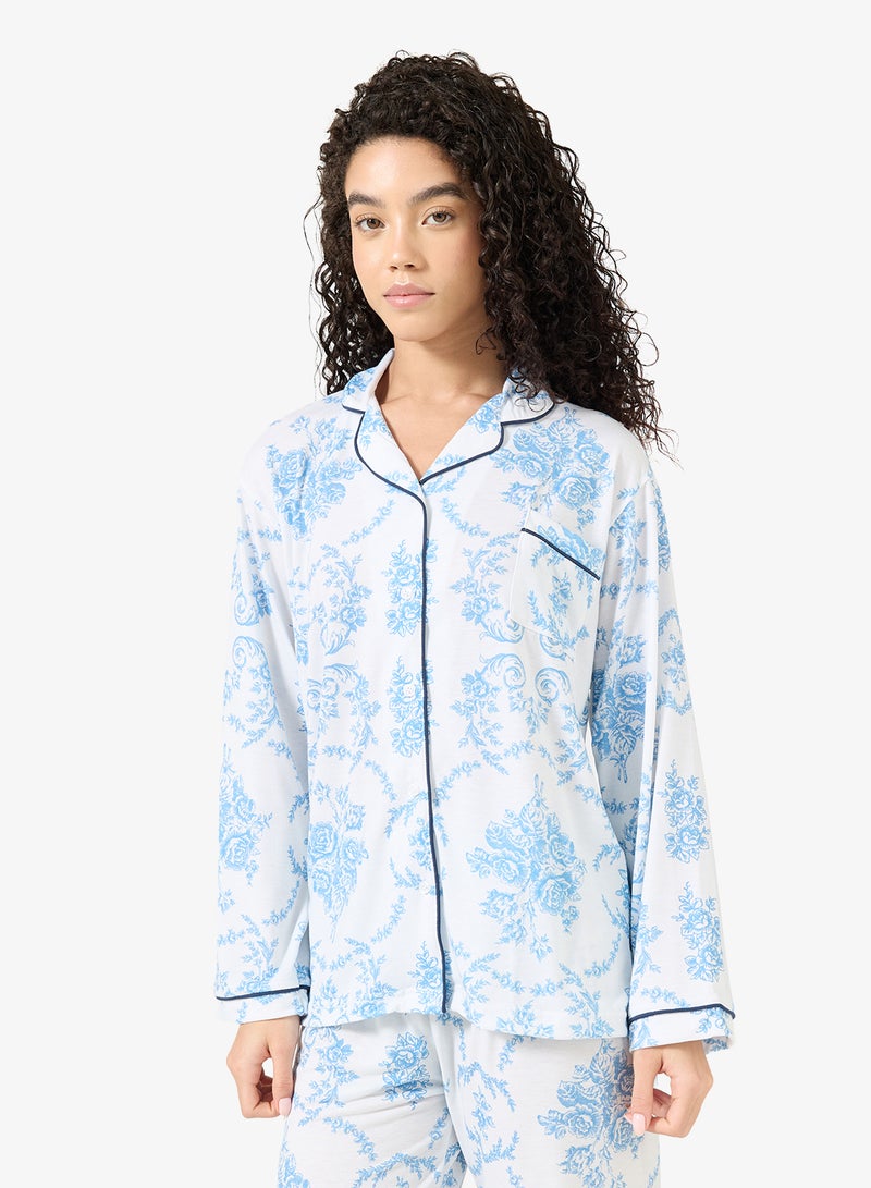 Ginger Cotton Button Up Shirt & Pyjama Set - Image 3