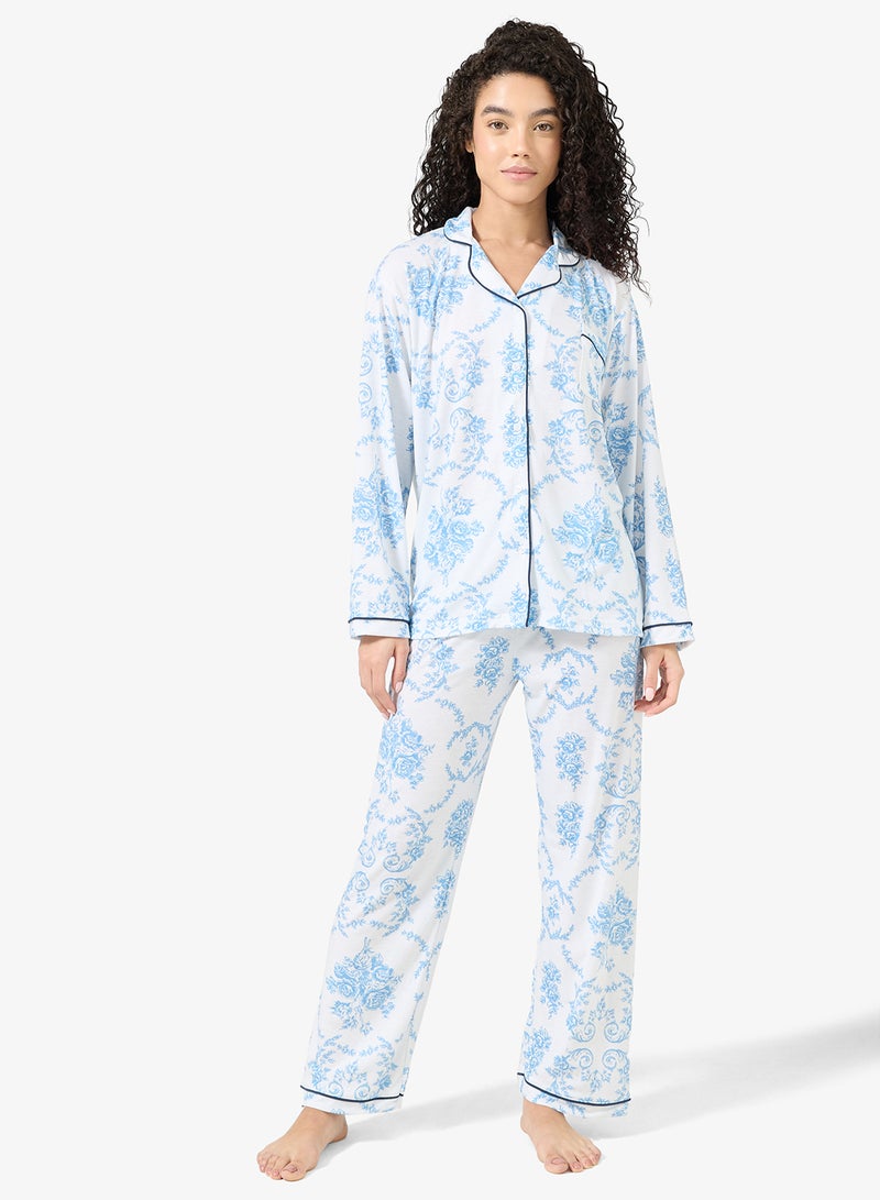 Ginger Cotton Button Up Shirt & Pyjama Set - Image 5