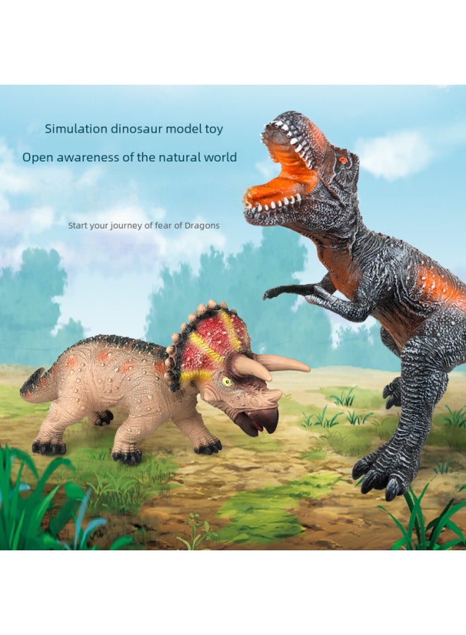 Large Realistic Enamel Dinosaur Toy Sound-making Tyrannosaurus Rex Triceratops Animal Boys Soft Jelly Model Street Stall-Color:Army Green Tyrannosaurus 52cm - Image 3