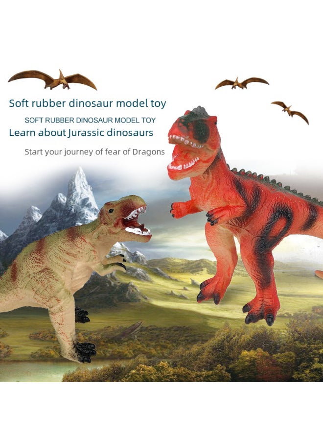 Large Realistic Enamel Dinosaur Toy Sound-making Tyrannosaurus Rex Triceratops Animal Boys Soft Jelly Model Street Stall-Color:Army Green Tyrannosaurus 52cm - Image 4