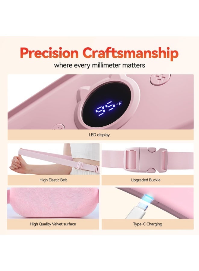 حزام وسادة تدفئة محمولة وقابلة للشحن – لتخفيف آلام الدورة، الظهر والبطن مع 7 مستويات حرارة و7 أوضاع اهتزاز - Image 4