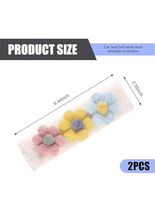 2 Pieces of Car Seat Belt Shoulder Strap Protectors, 9.4 x 2.5 Plush Soft Pads to Relieve Shoulder and Neck Pressure, Cute Cartoon Flower Design with Velcro Installation, Suitable for All Cars (Blue) - Image 2