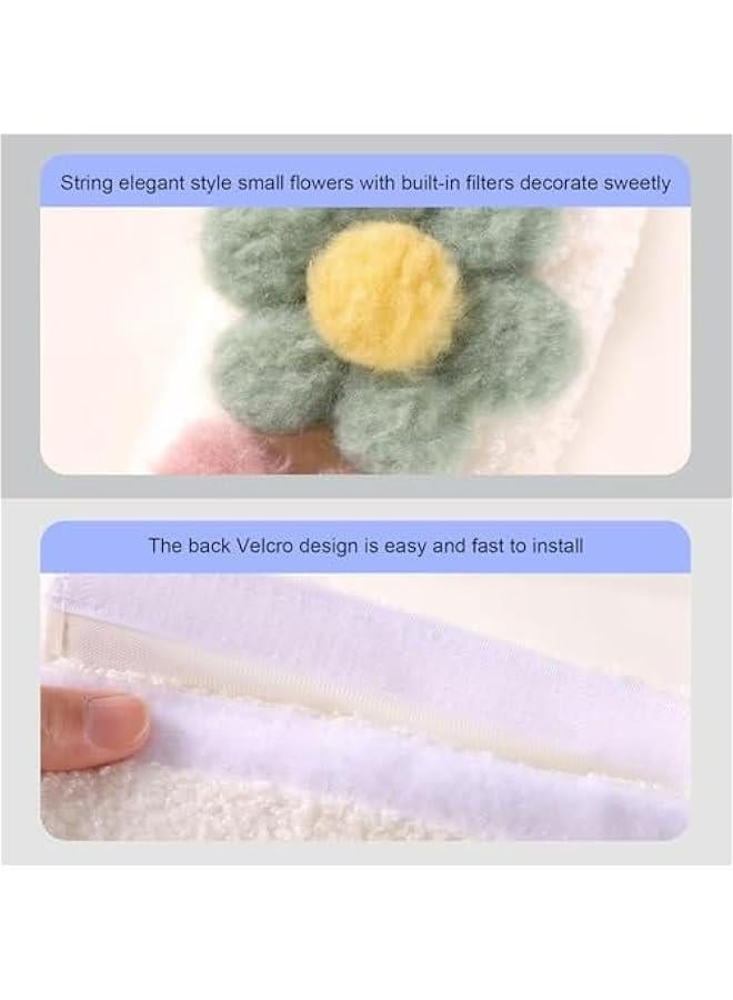 2 Pieces of Car Seat Belt Shoulder Strap Protectors, 9.4 x 2.5 Plush Soft Pads to Relieve Shoulder and Neck Pressure, Cute Cartoon Flower Design with Velcro Installation, Suitable for All Cars (Blue) - Image 4