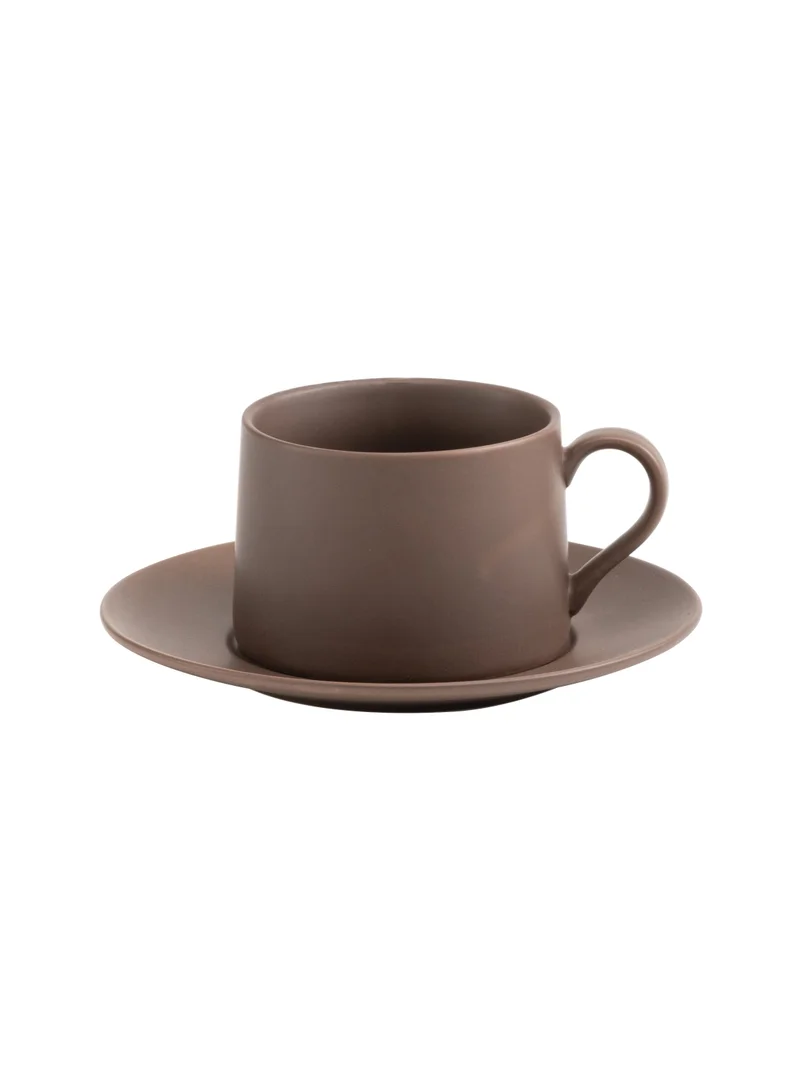 Zafferano LELEVANTE Tea Cup Ø.106x75mm.  43,5 CL. Saucer Ø.122mm. Brown - PORCELLANA -