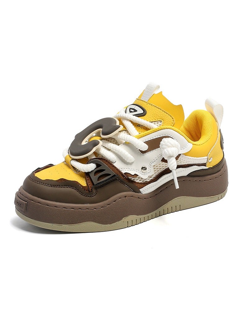 KUYING Vintage bread shoes, cat and sofa lovers, the same sport casual versatile thick sole skateboard shoes  - Image 1
