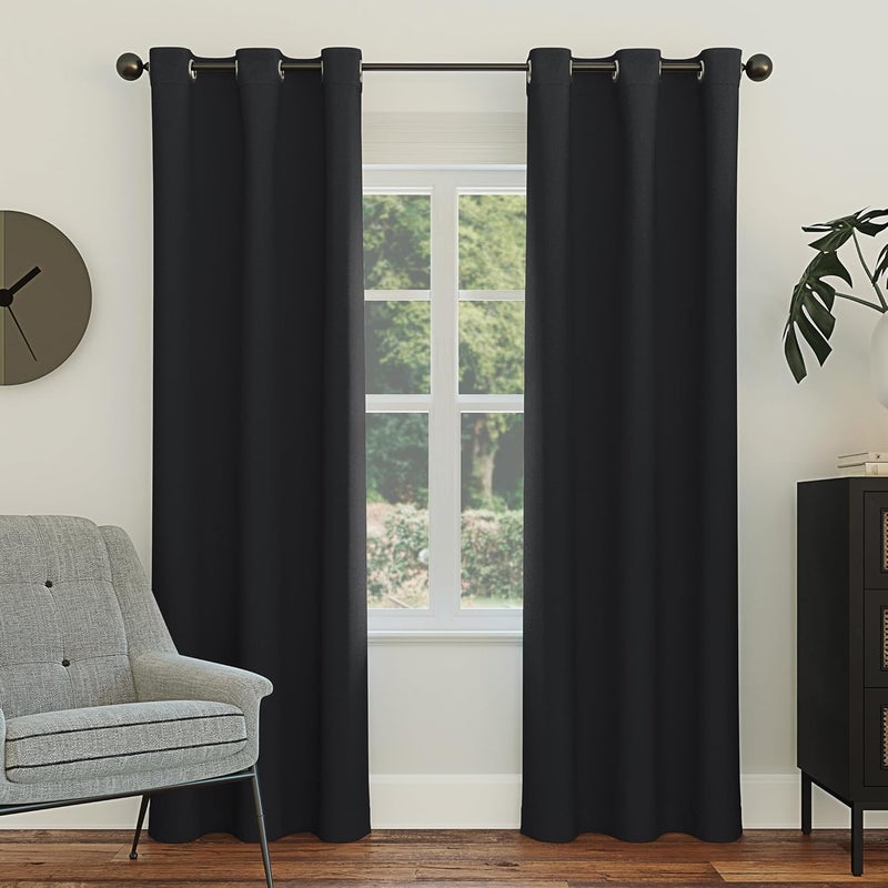 Sun Zero Easton Energy Saving Blackout Grommet Curtain Panel, 40" x 84", Black - Image 1