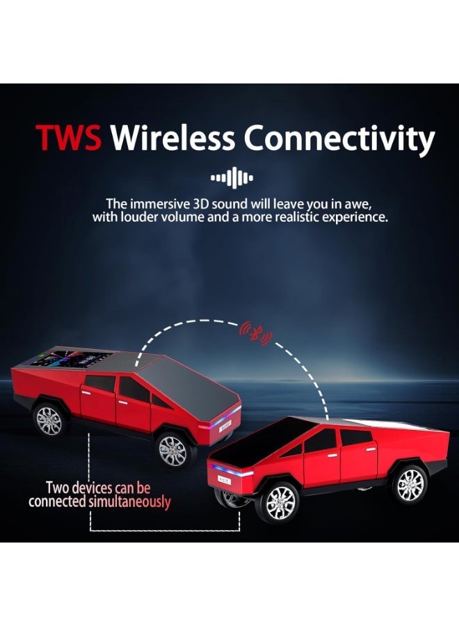 WS-580 Tesla Cyber Truck Car-Shaped Bluetooth Speaker – HD Sound, TWS Stereo Pairing, FM Radio, LED RGB Lights, Built-in Mic (Perfect Gift for Car Enthusiasts) - Image 3