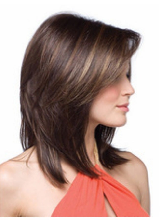 Short Bob Wigs,Natural Shoulder Length Central Lace Wgs, Premium Heat-Resistant Synthetic Straight Wigs for Women Daily Use(Ombre Blonde with Brown Highlight) - Image 2