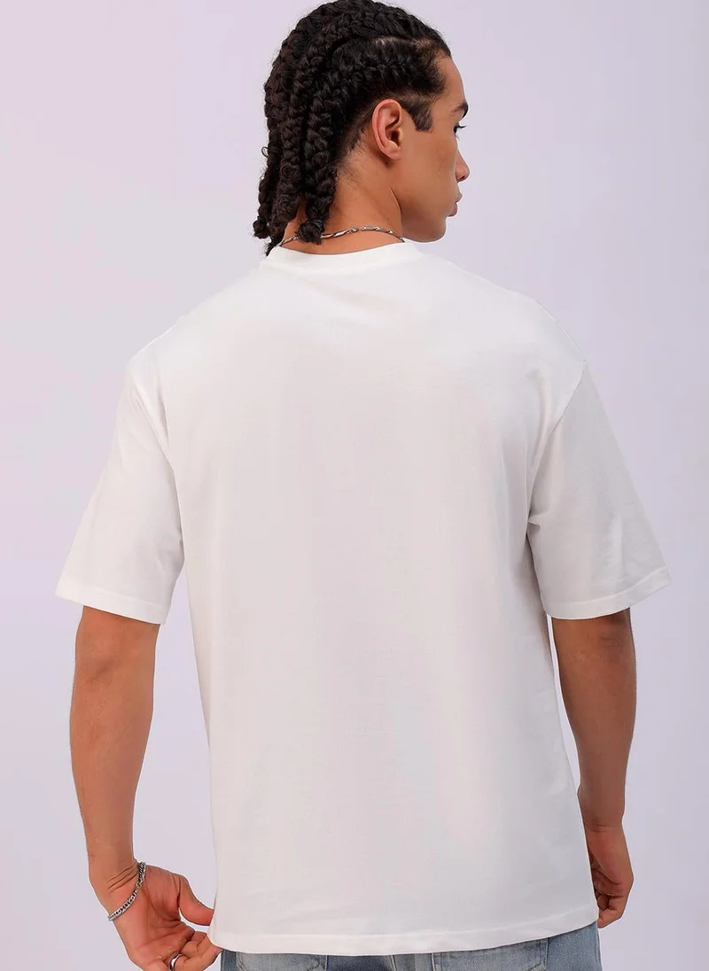ذا انديان كراج كو Men Boxy Oversized Graphic Back Printed Round Neck Tshirt