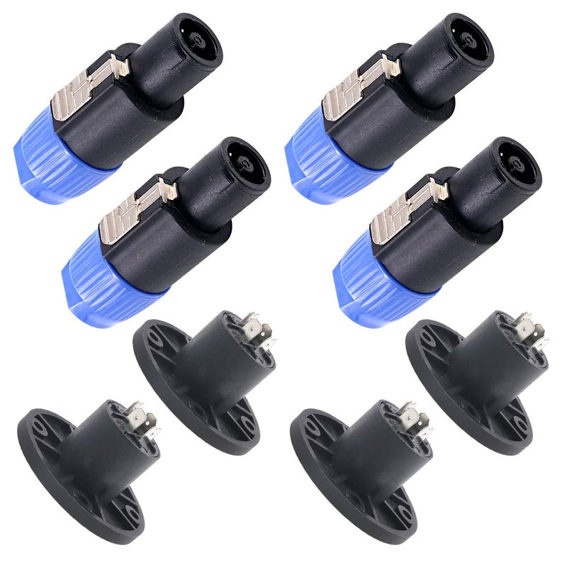 Swpeet 8 Pack Audio Speaker Plug Kit 4 Pole Speaker Plug Twist Lock Compatible with Jack Twist Lock 4 Pole Round Perfect for Neutrik Speakon NL4FC NL4FX NLT4X NL2FC NA4LJ NA4LJX NL4MP NL4MPR - Image 2