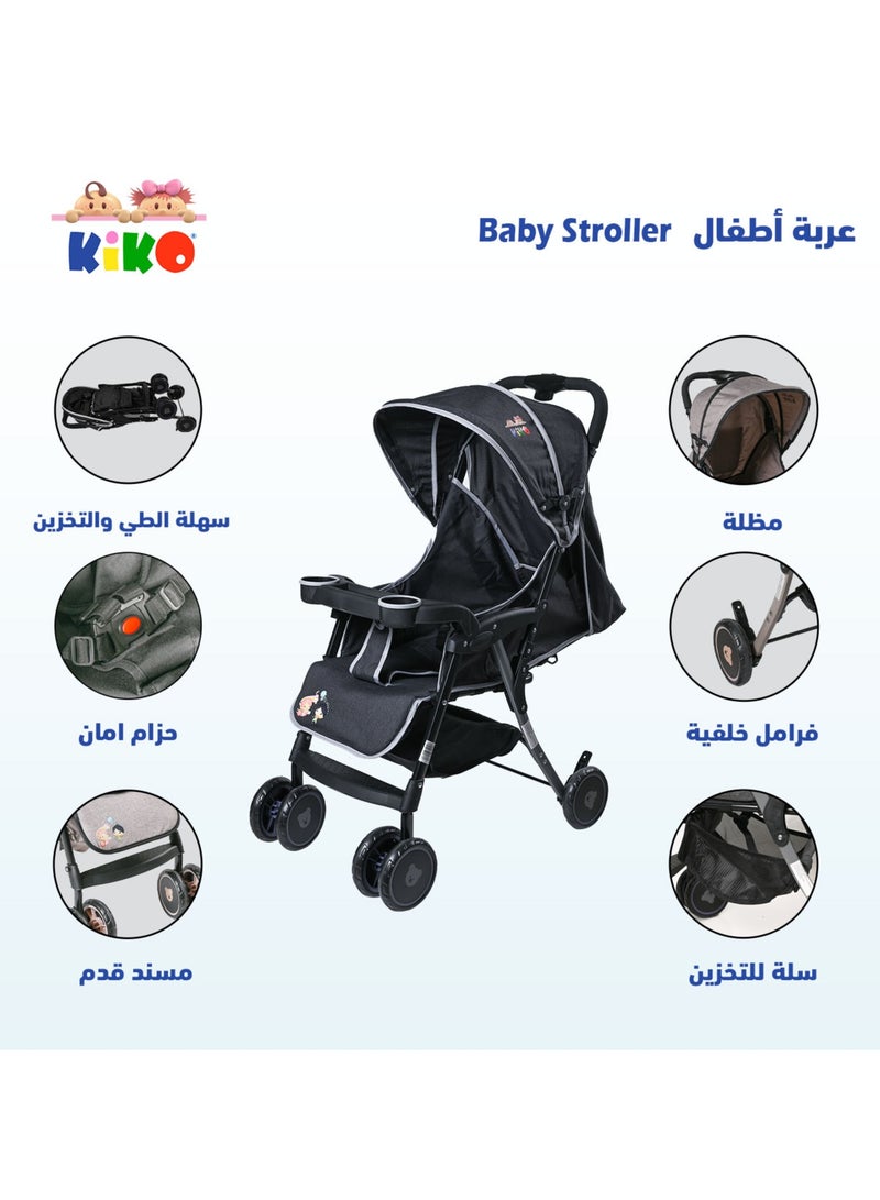 KIKO COMFORTABLE STROLLER 6 WHEELS  ( 0 M+ )-Black - Image 2